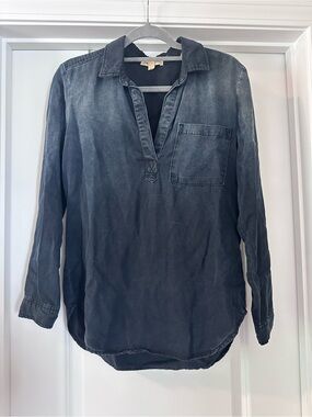 cloth & stone Washed Navy Blue Long Sleeve Tunic